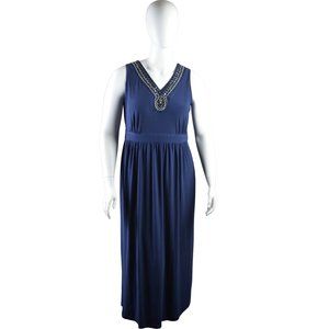 Elementz Woman Maxi Dress with Embellished V Neck - Size 1X